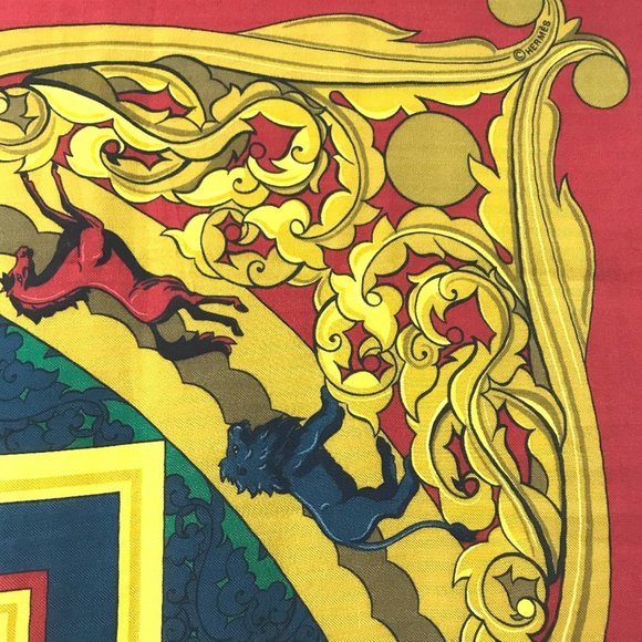 HERMES Red Scarf - Picture 5 of 13